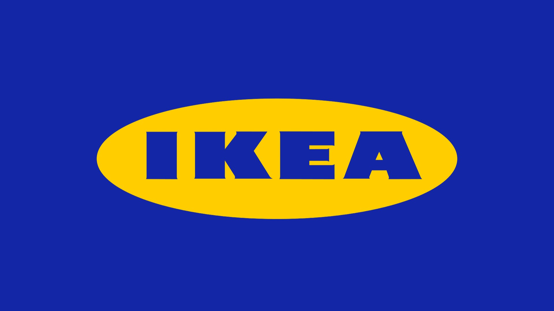 The IKEA logo isolated on a blue background