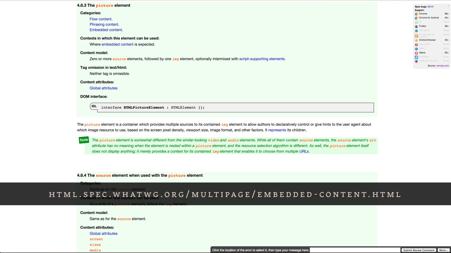 Screenshot of the HTML specification