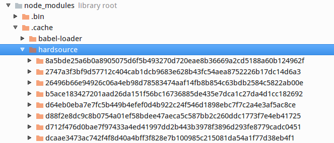 screenshot of the hardsource cache directory tree