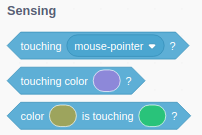 A screenshot of touching Blocks from the new version of Scratch 3.0.