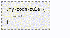 An animation demonstrating the effect of the CSS "zoom" property