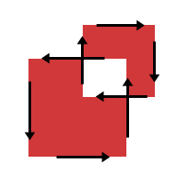 Two Intersecting red Squares